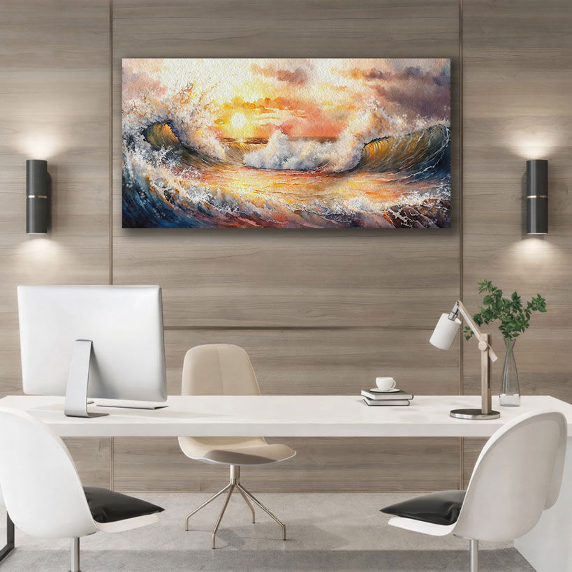 Golden Sunrise Landscape Canvas Wall Art — image 2 of 4