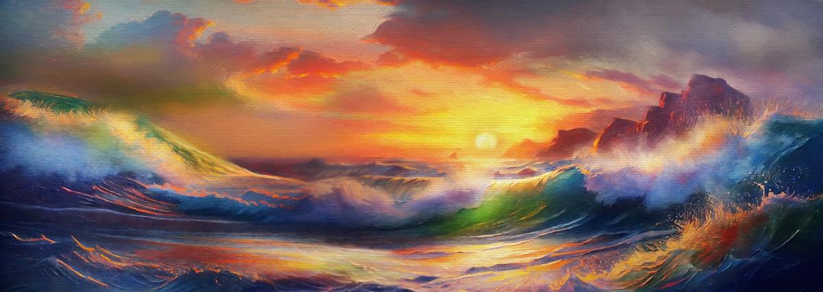 Serene Morning Sunrise Abstract Wall Art – view 2