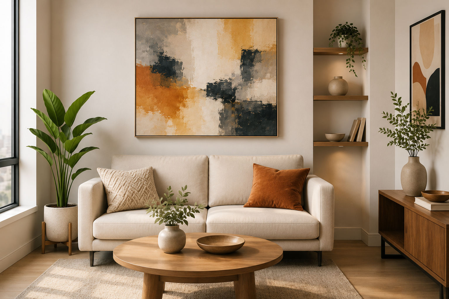 painting above sofa