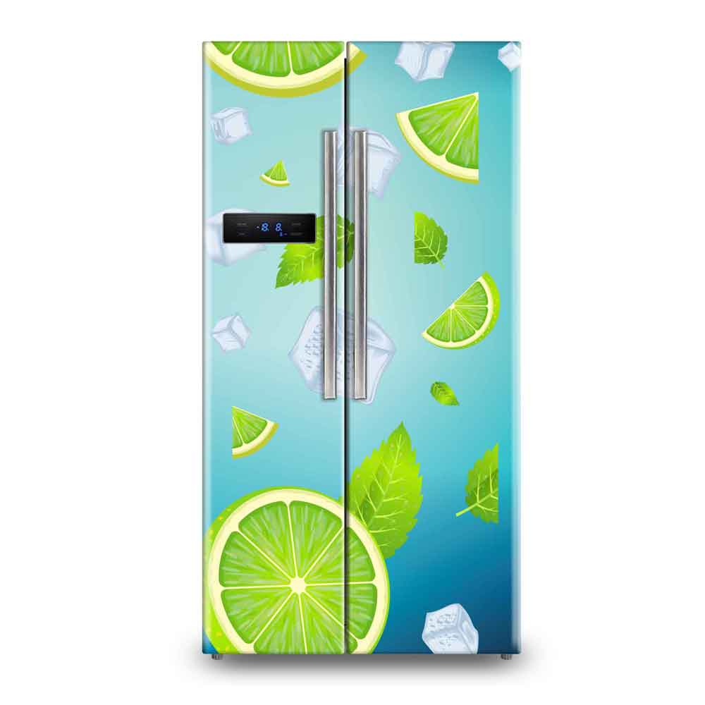 Blue Gold Agate Marble Fridge Wallpaper | Luxury Refrigerator Stickers