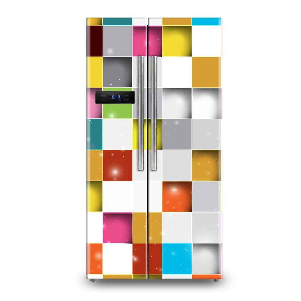 Abstract Teal and Gold Swirl Fridge Wallpaper Sticker - Luxury Kitchen Decor