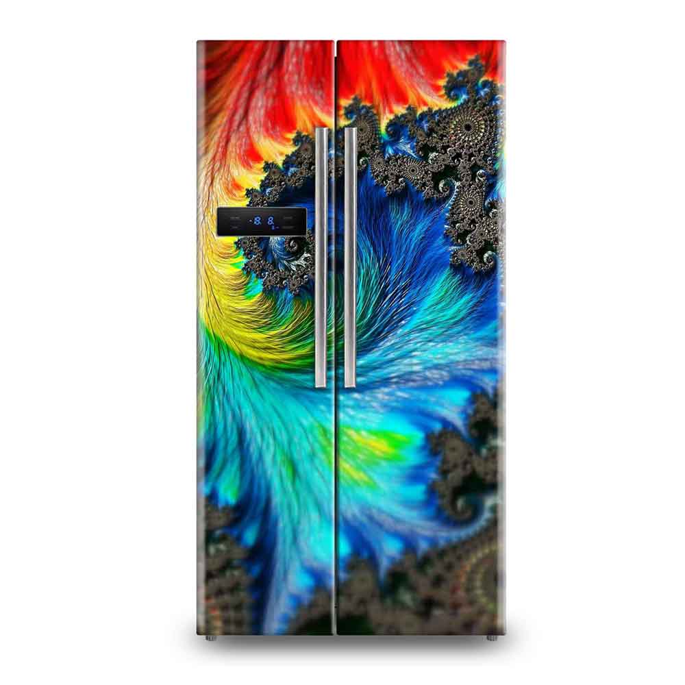 Green & Blue Fluid Abstract Fridge Wallpaper Sticker - Waterproof Vinyl Wrap