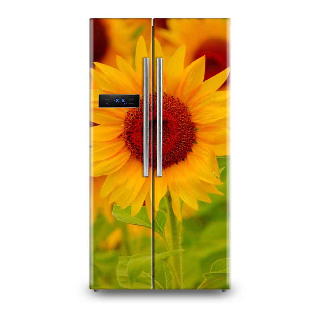 Heroic Robot Character Fridge Wallpaper Sticker - Sci-Fi Cybernetic Vinyl Wrap