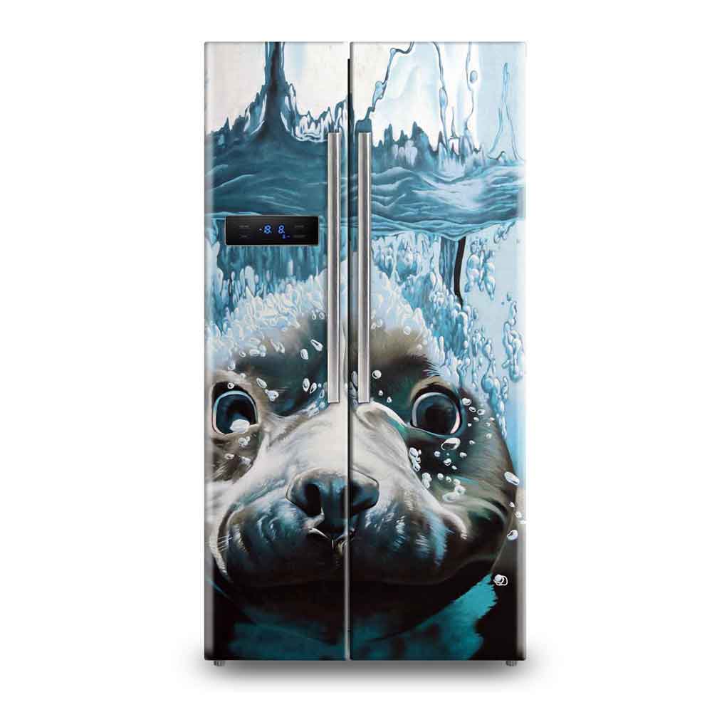 Tropical Beach Paradise Fridge Wallpaper Sticker - Palm Trees & Ocean View Vinyl Wrap