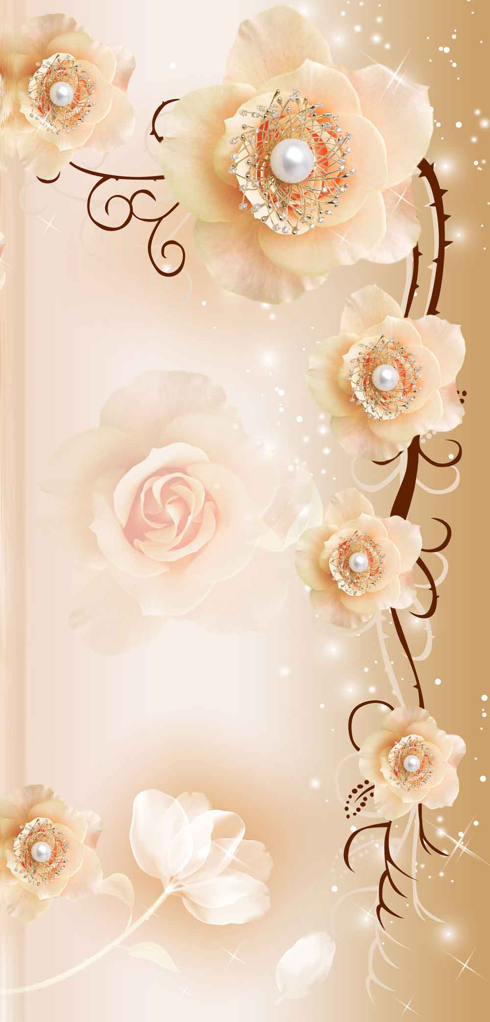 Canvas Groove Pearl Rose Refrigerator Skin | 3D Fridge Sticker – view 2