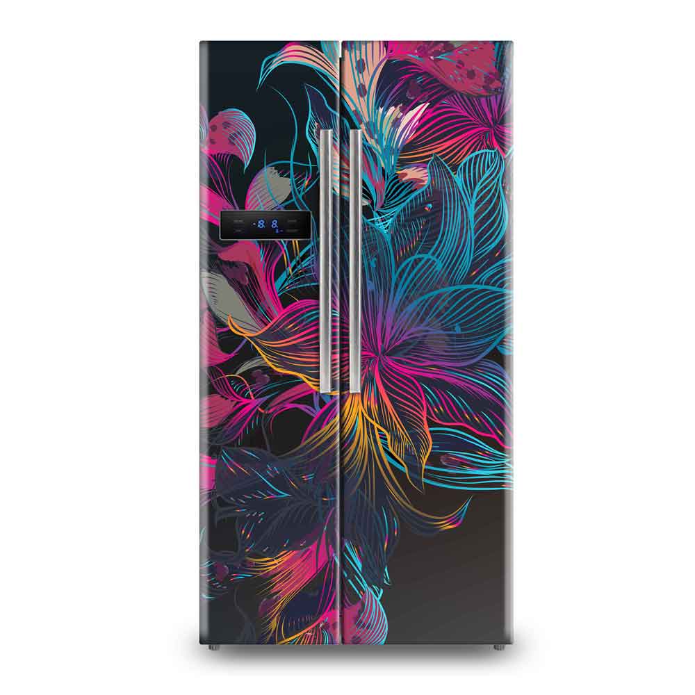 Modern Gold & Blue Geometric 3D Fridge Wallpaper Sticker