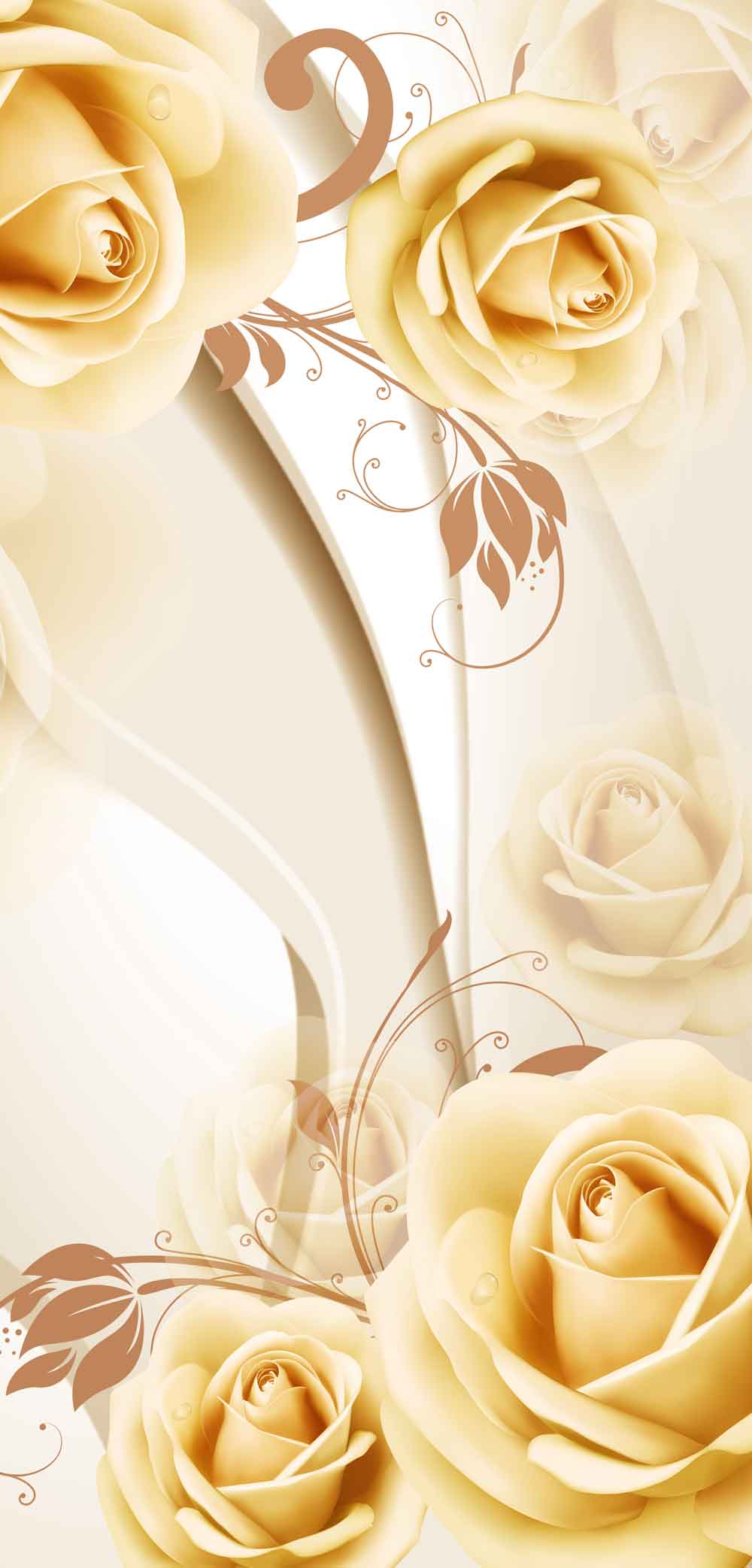 Canvas Groove 3D Abstract Gold & Rose Fridge Decal Wrap | Luxury Refrigerator Skin – view 2