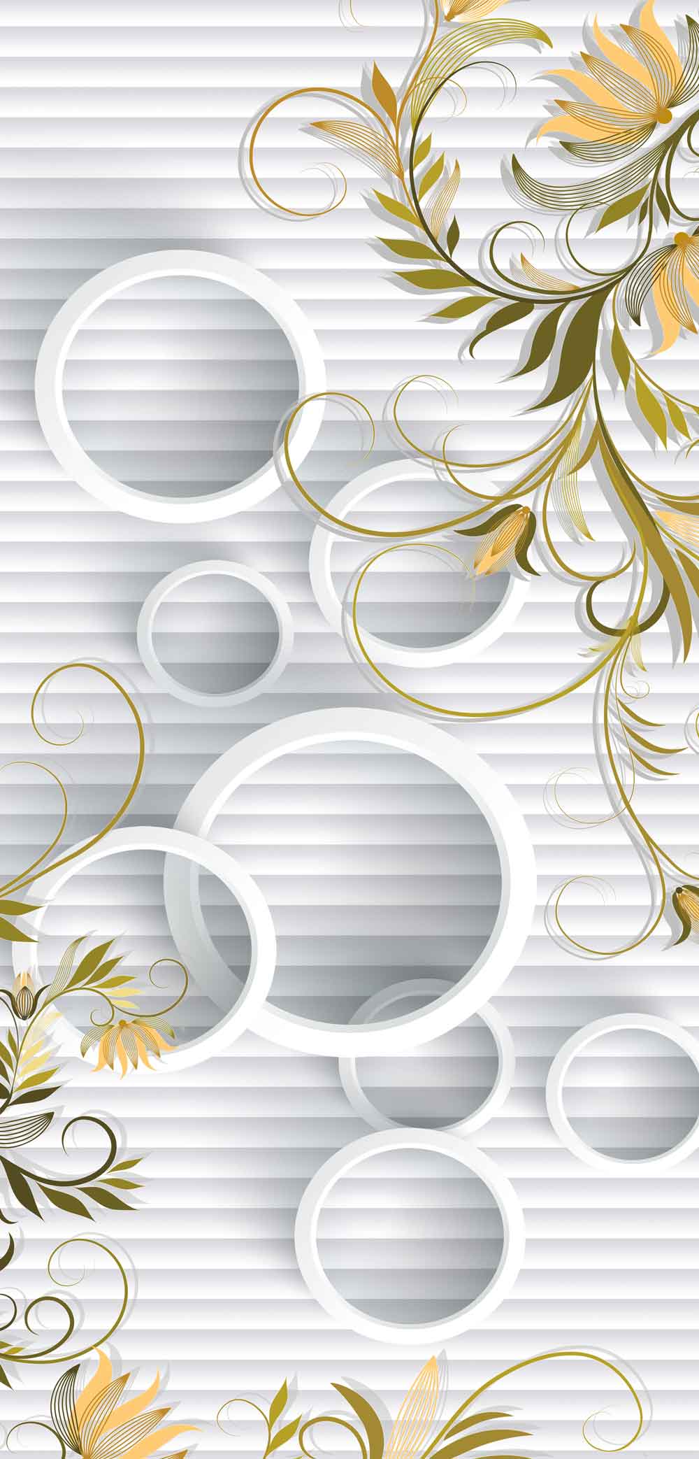 Canvas Groove 3D Circle and Leaves Refrigerator Wallpaper | Full Body Fridge Stickers – view 2