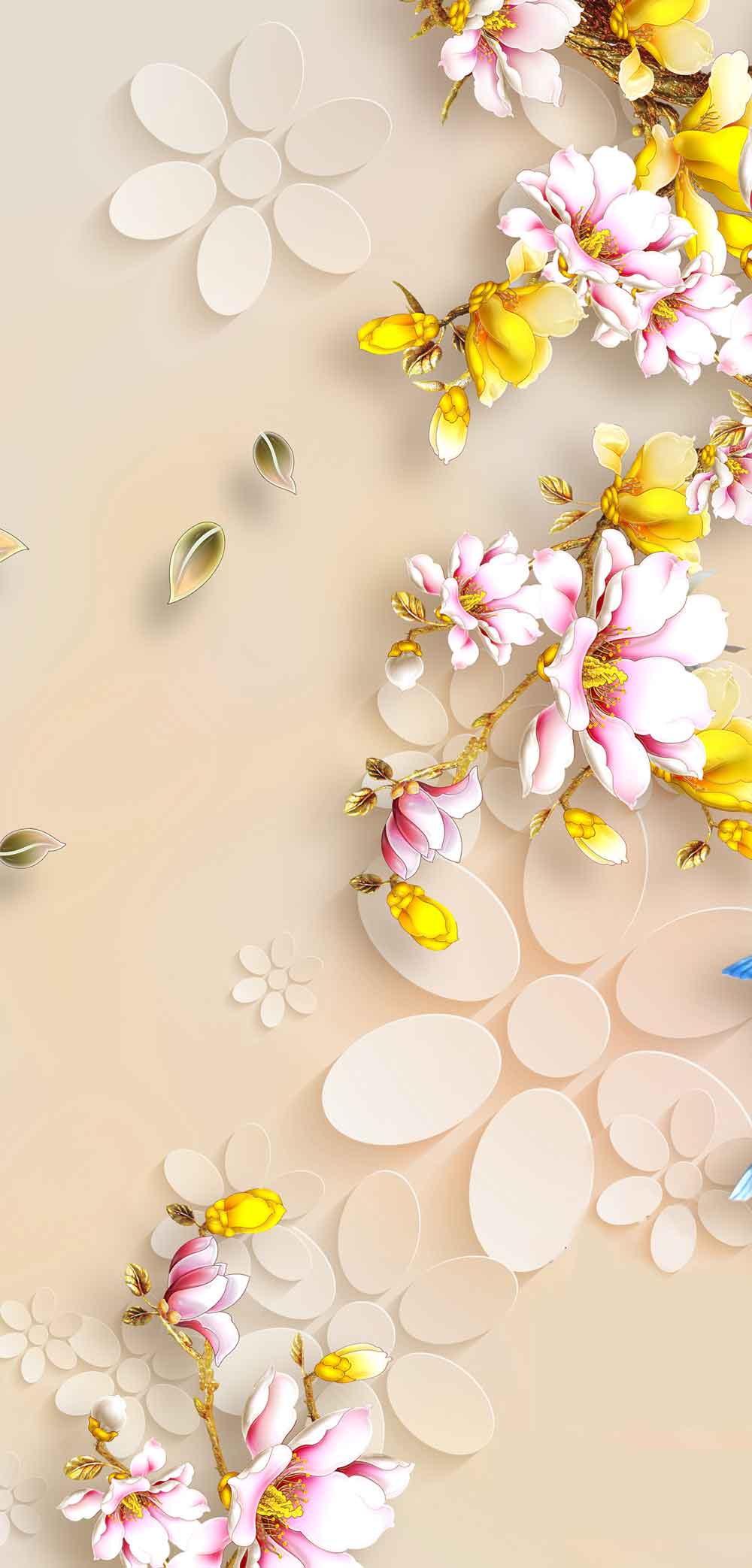 Canvas Groove Floral Refrigerator Skin | Minimalist Fridge Wallpaper – view 2