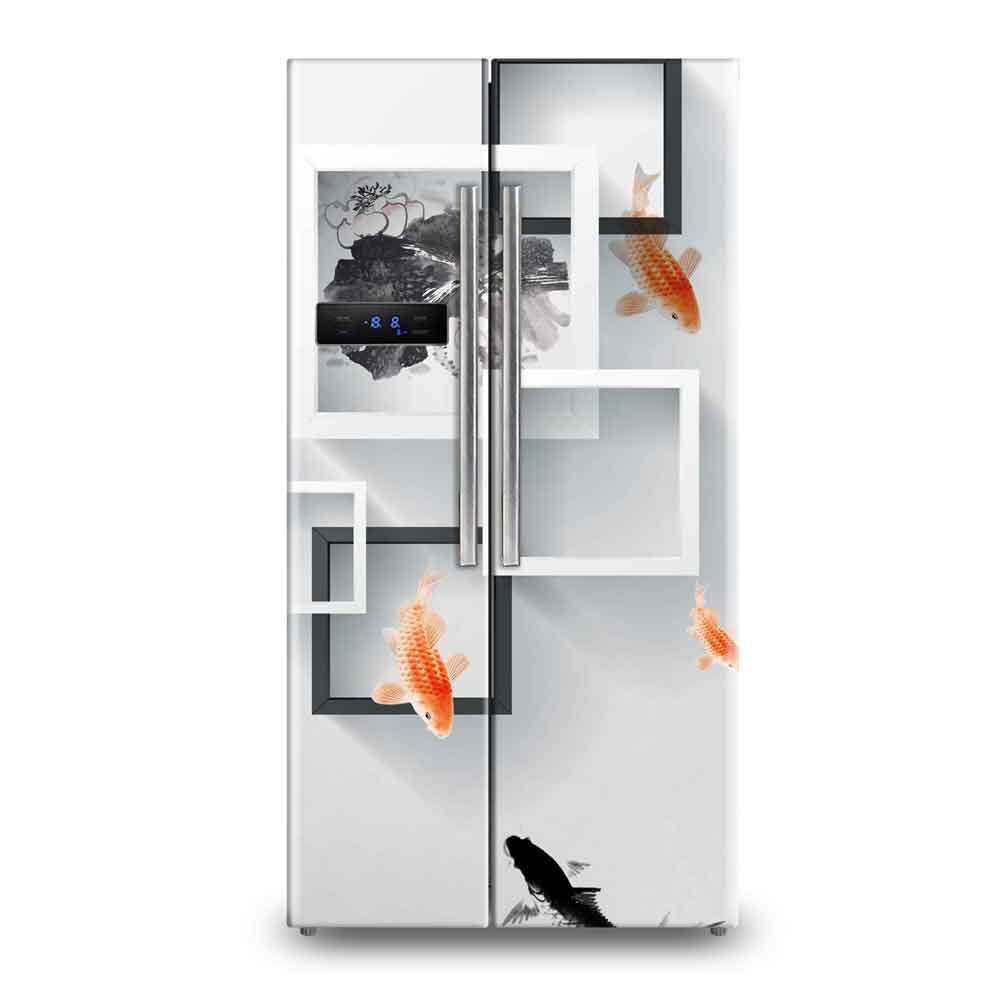 Canvas Groove Tropical fish Fridge Sticker Decals | 3D Refrigerator Wallpaper