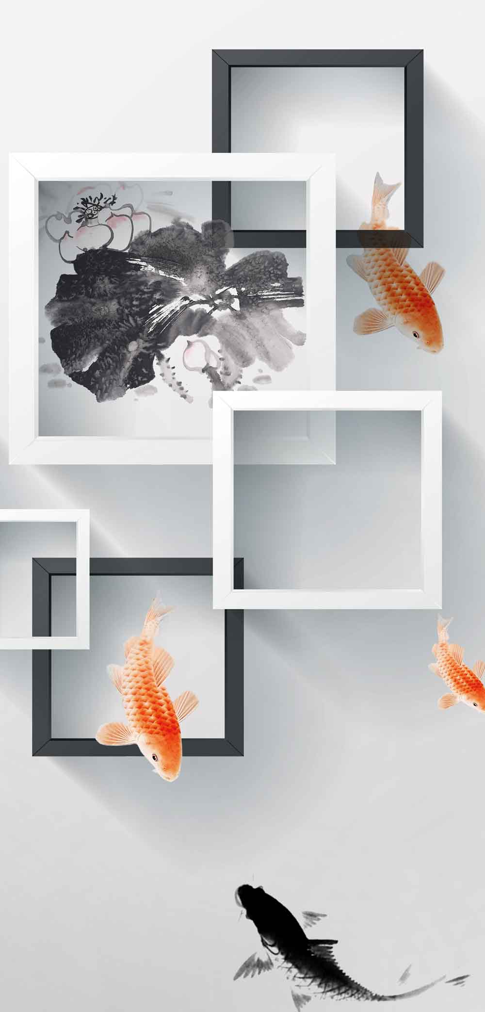 Canvas Groove Tropical fish Fridge Decals | 3D Refrigerator Wallpaper – view 2