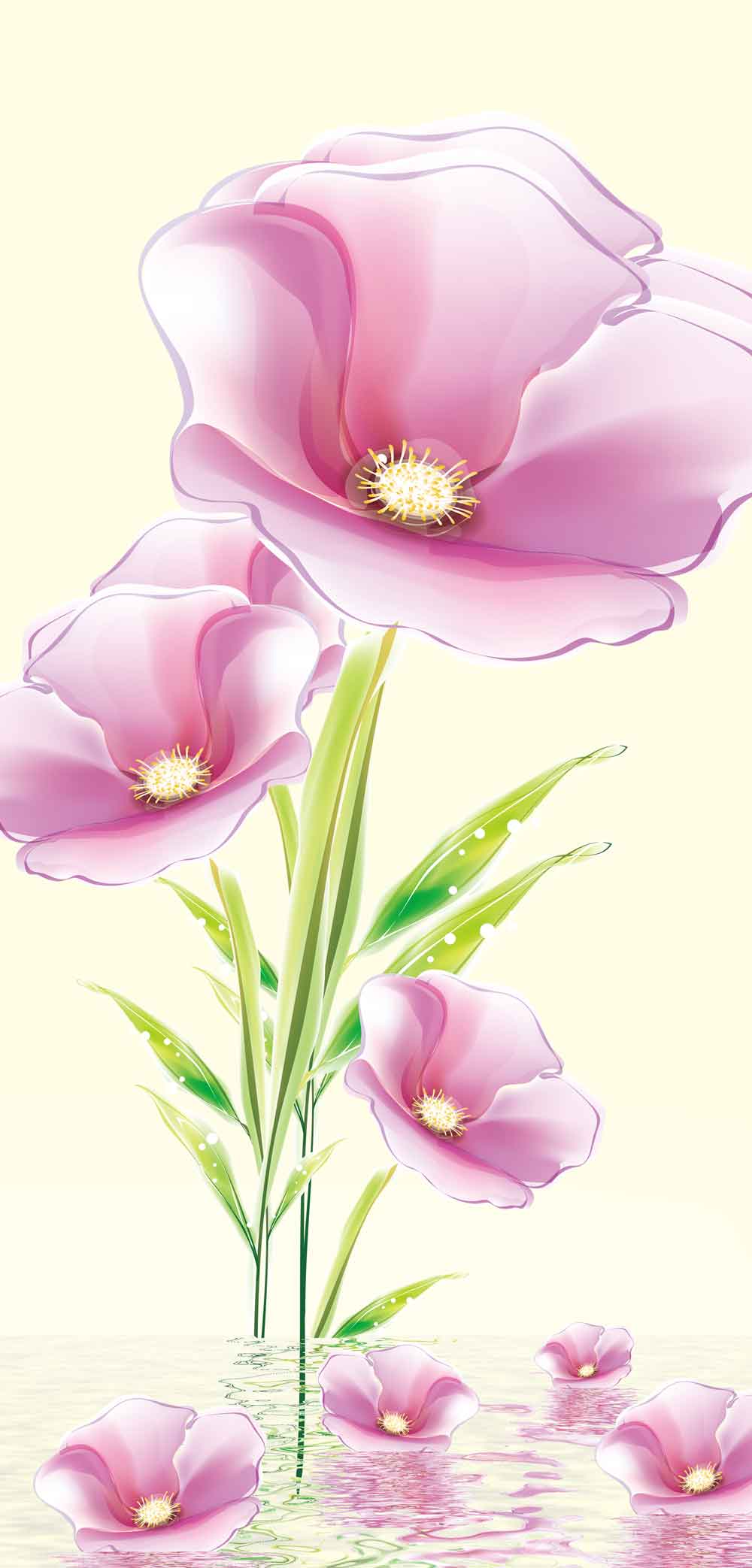Canvas Groove Lotus Refrigerator Stickers | Vintage Fridge Wallpaper – view 2