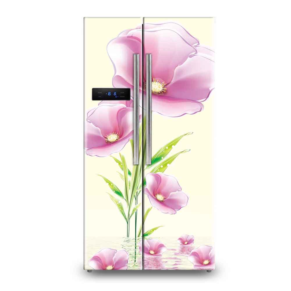 Canvas Groove Lotus Refrigerator Stickers | Vintage Fridge Wallpaper
