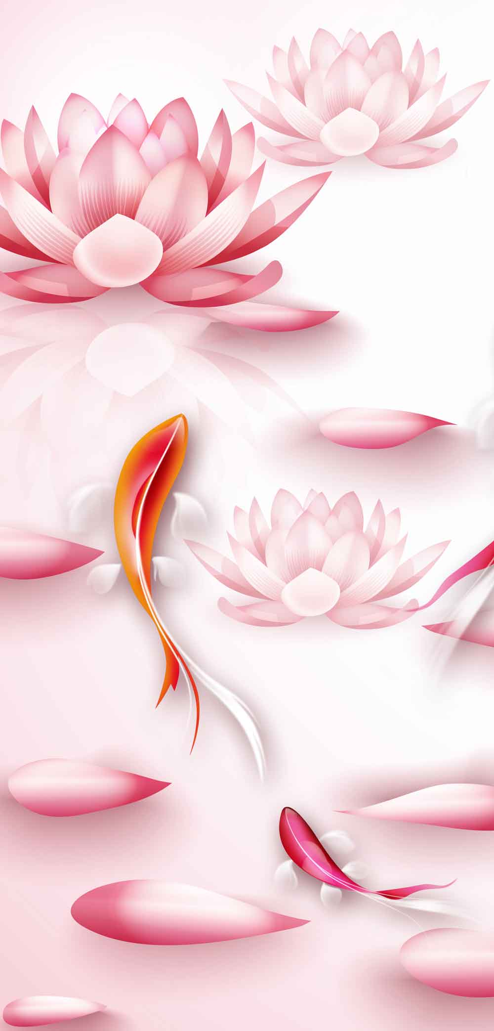Fish & Lotus Abstract Fridge Wallpaper - Contemporary Vinyl Wrap – view 2