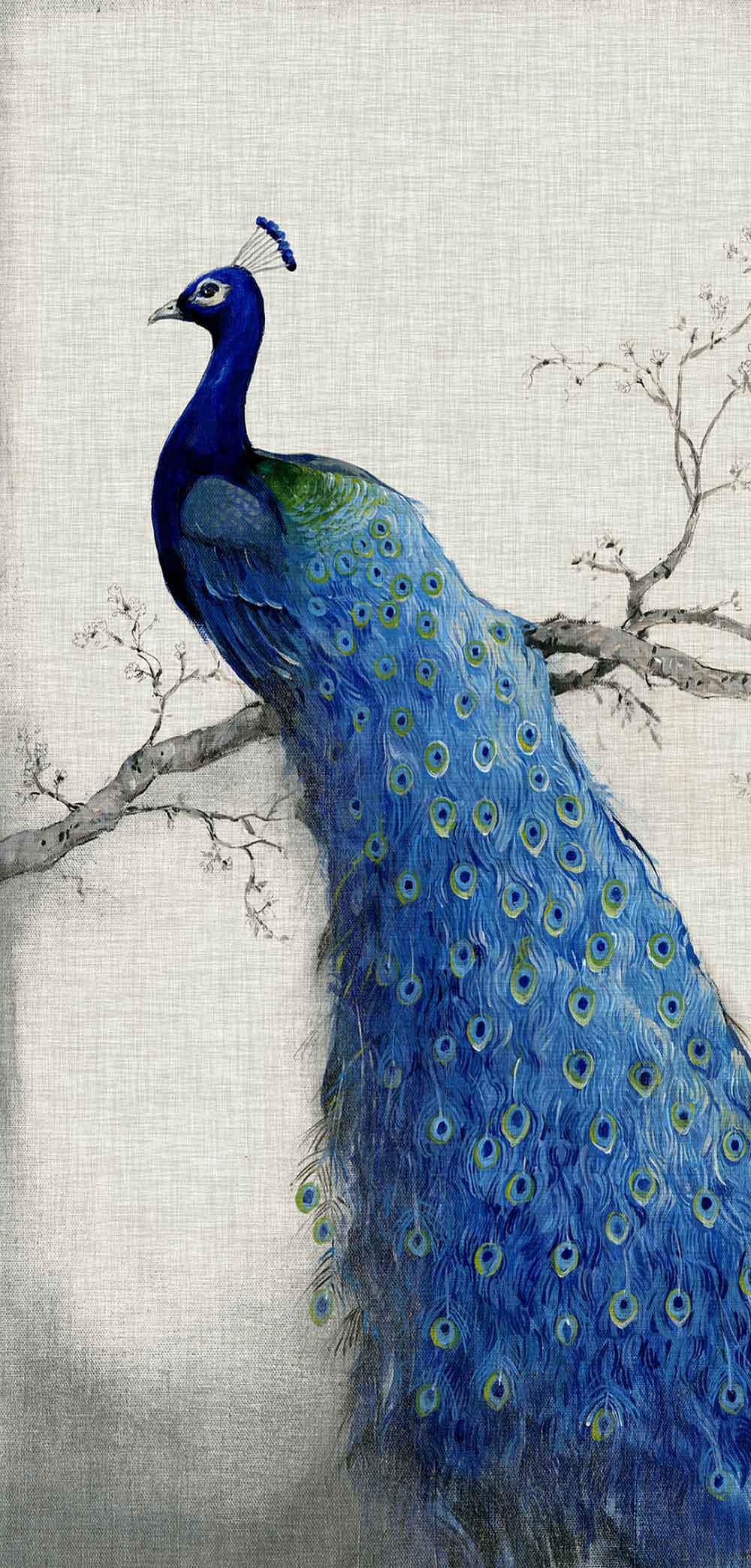Classic Delft Blue Peacock Fridge Wallpaper — Timeless Ceramic Style Refrigerator Decal – view 2