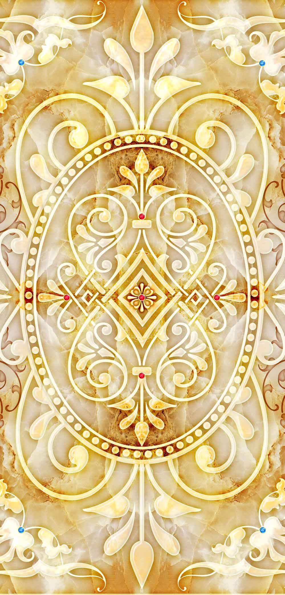 Golden Abstract Fridge Wallpaper - Divine Blessings Kitchen Decal – view 2