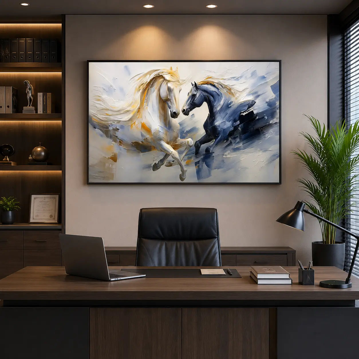 Elegant Galloping Horse Large Canvas Prints - Displayed in Office or Study Room - Canvas Groove India