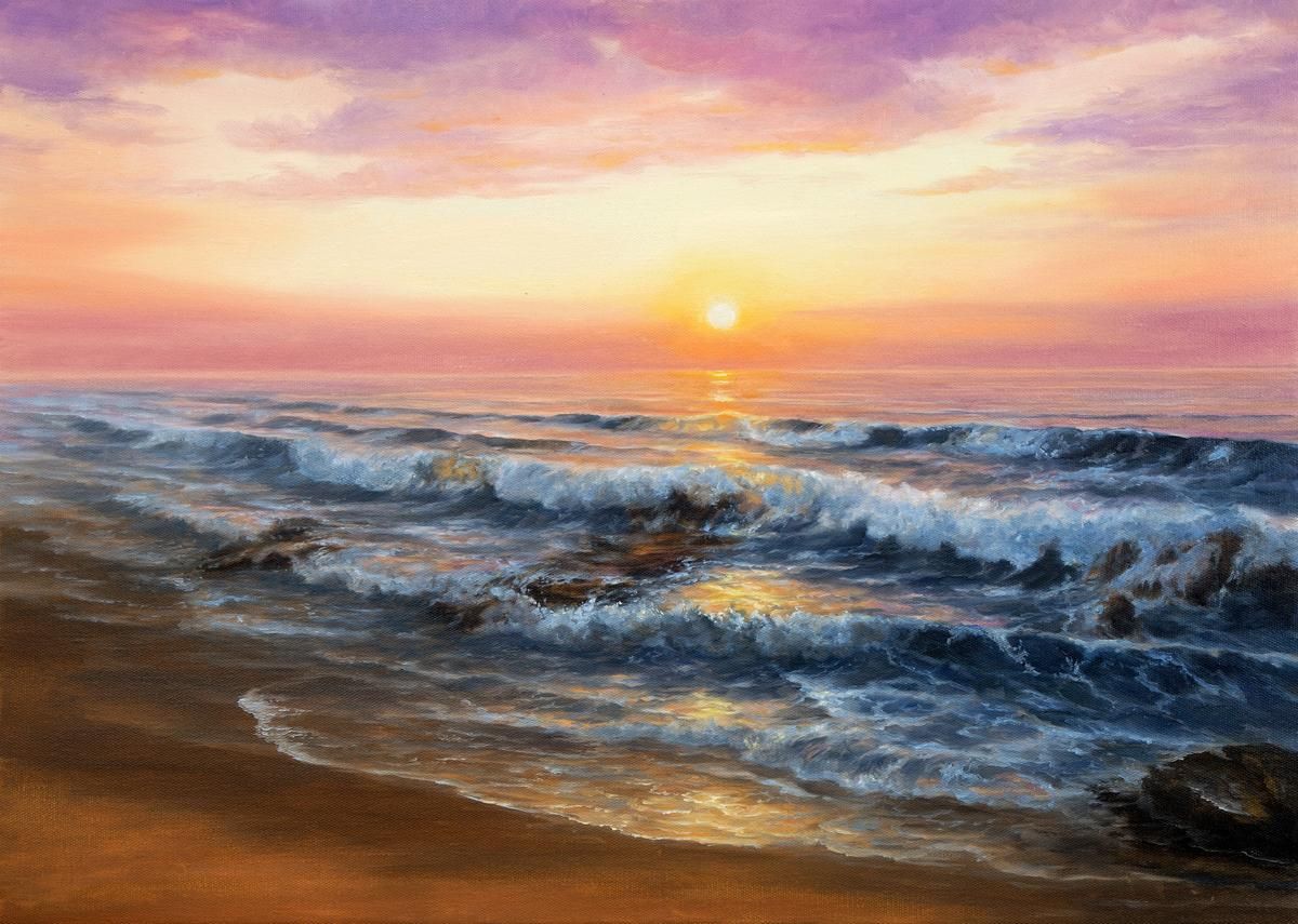 Peaceful Dawn Rustic Canvas Painting — image 2 of 4