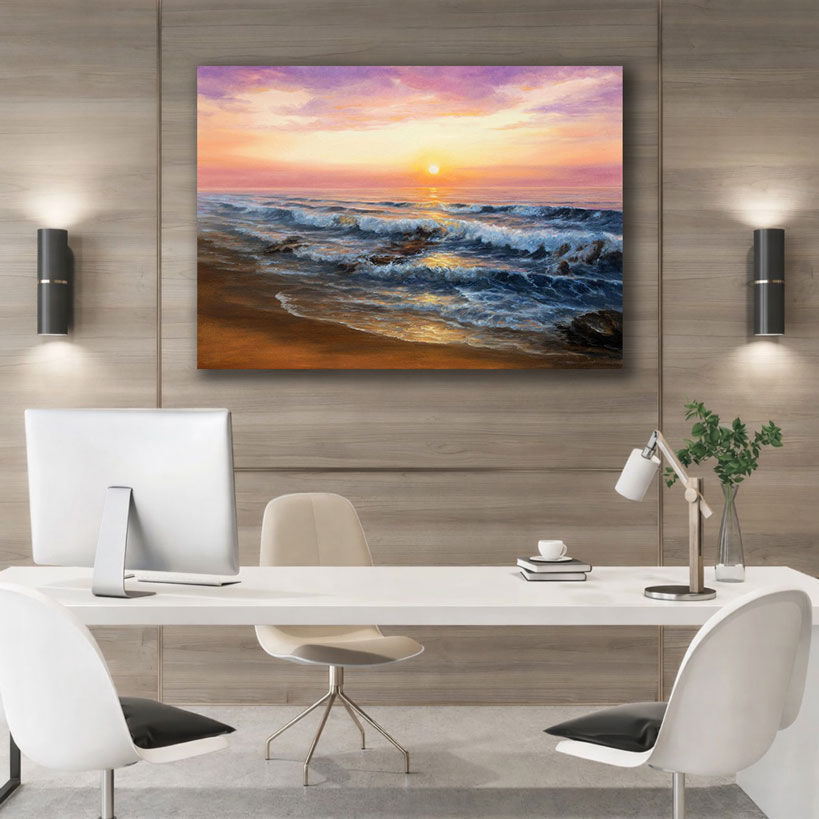 Peaceful Dawn Rustic Canvas Painting — image 4 of 4