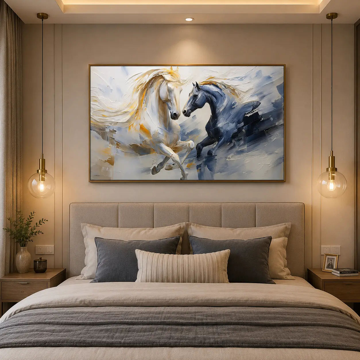 Elegant Galloping Horse Large Canvas Prints - Premium Horse Canvas Print - Close-up View - Canvas Groove India