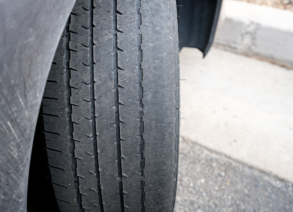 Tyre with uneven wear almost bald