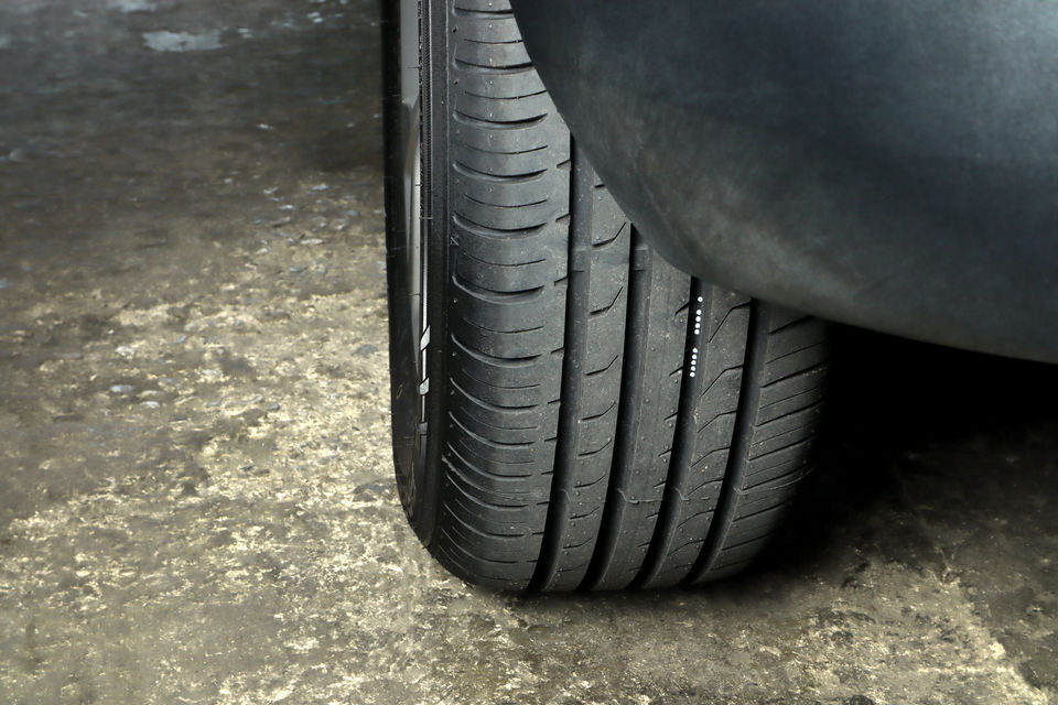 Old car tyre at end of its life