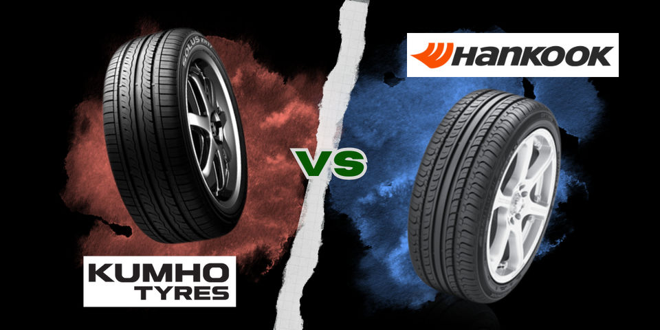 Image illustrating a comparison between Kumho and Hankook tyres