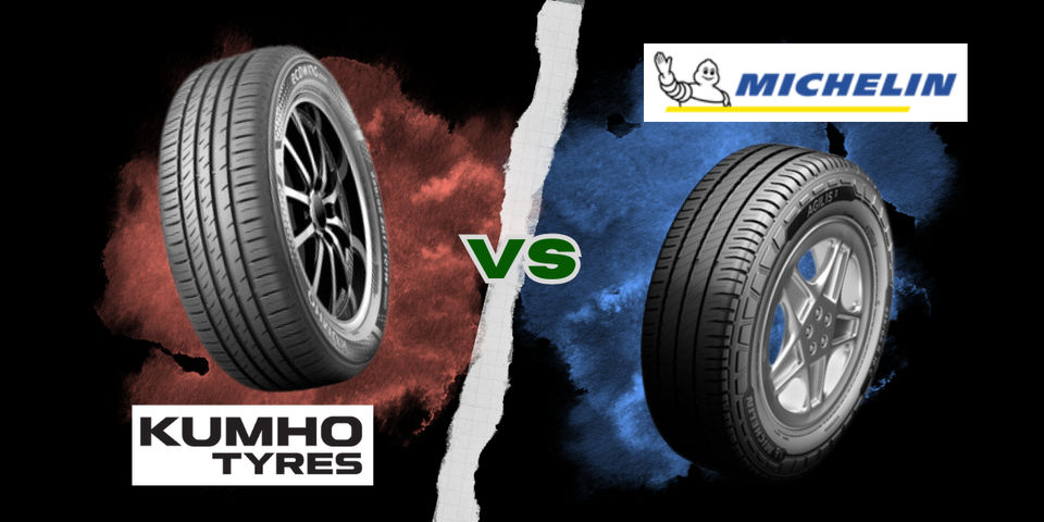 A visual comparison between two popular tyre brands, Kumho and Michelin