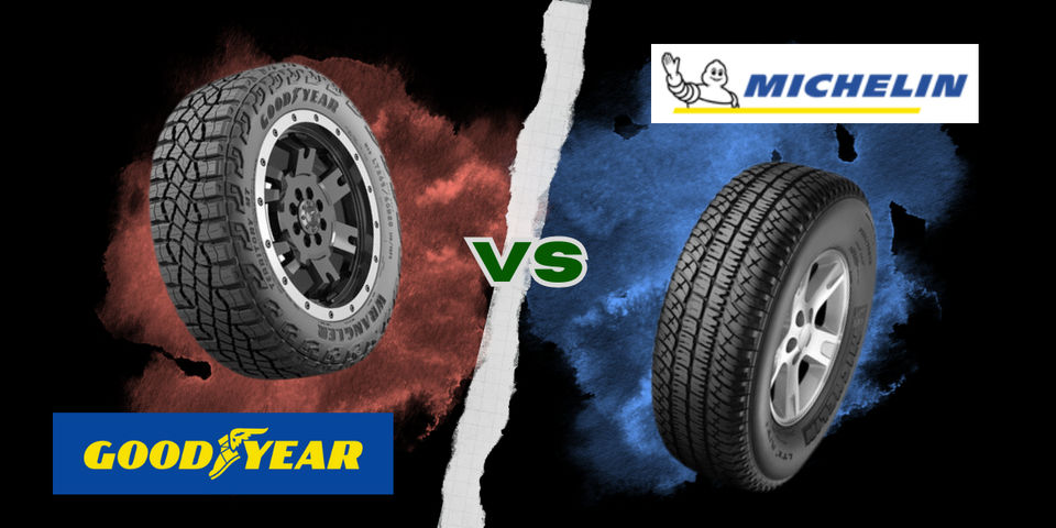 Image comparing Goodyear and Michelin tyres side by side