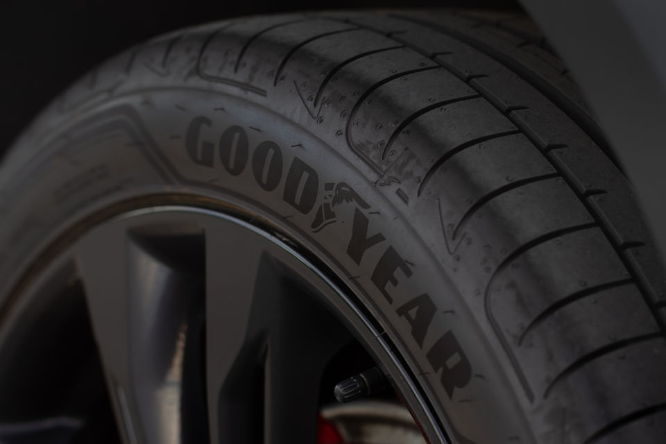 A close-up look on a Goodyear's superior quality tyre
