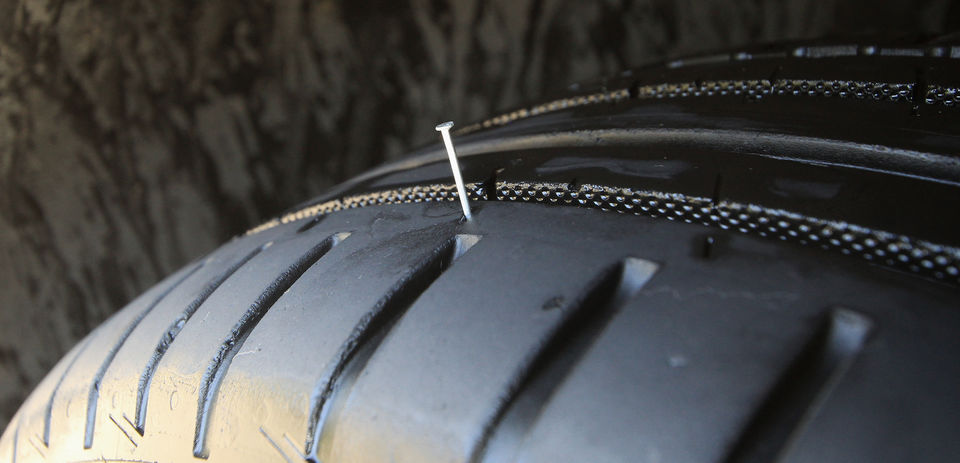 Nail stuck in a vehicle tyre