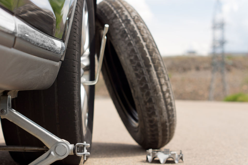 A spare tyre ready for use in case of a flat tyre emergency.