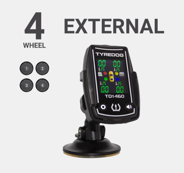 TyreDog Colour Screen TPMS model with 4 external sensors 