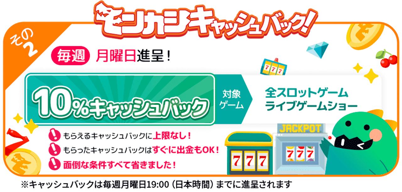 モンカジ 10%キャッシュバック