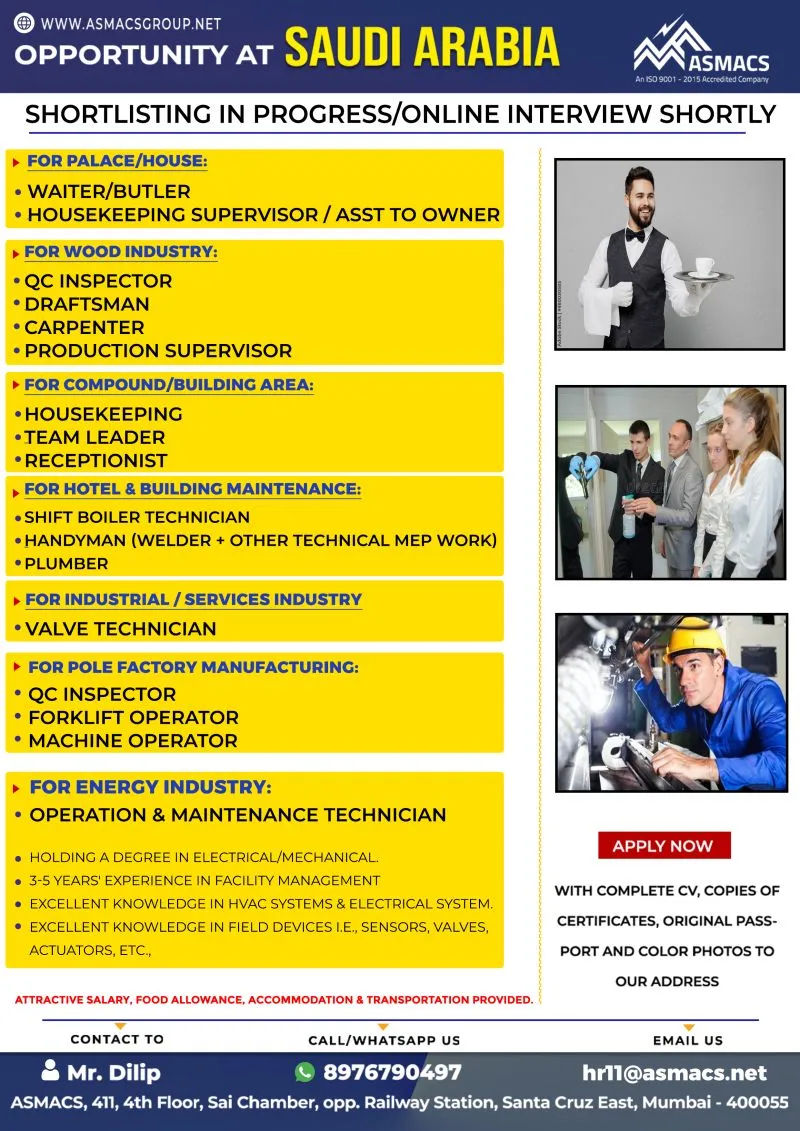 Gulf Jobs today ASMACS Group - Saudi Arabia Job Opportunities