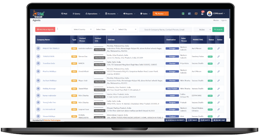 Manage Agent Information for Travel Agency