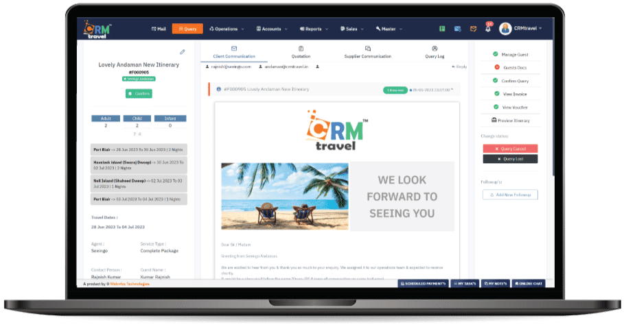 Agent Communication dashboard in Travel industry
