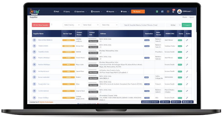 Supplier Communication interface for travel agents 