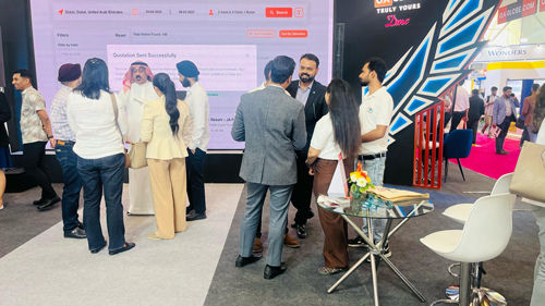 CRMtravel team visited ONE ABOVE GLOBAL DMC stall during SATTE 2025