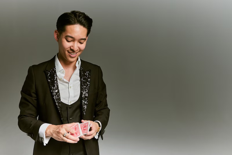 Professional Magician Shot with cards