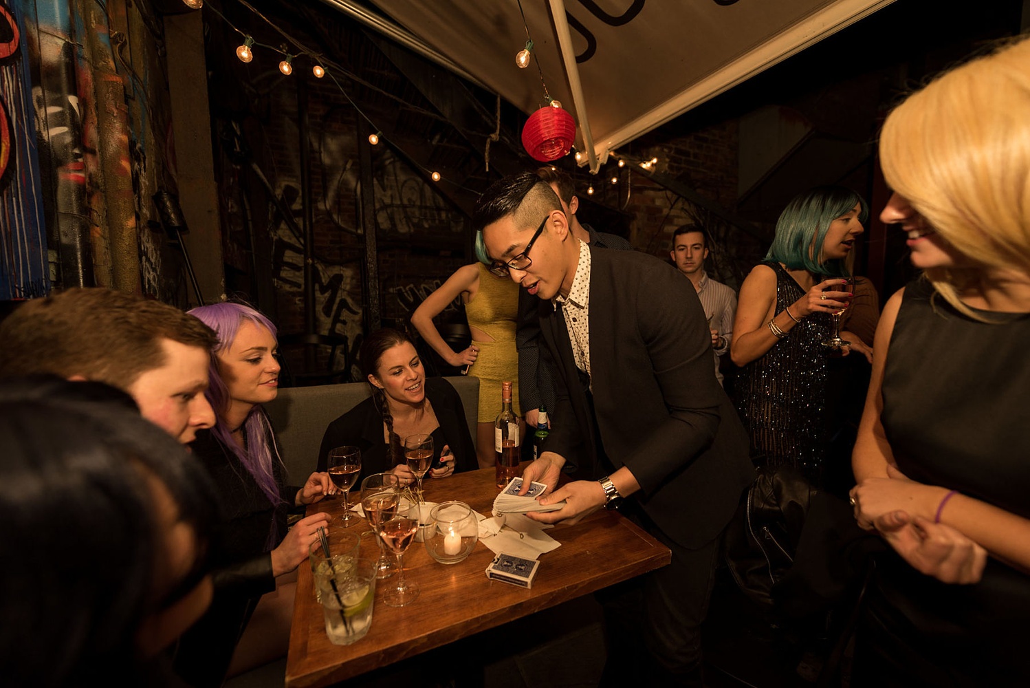 Local Magician for hire Allen He performing at a party in New York City! Two wonderful spectators!
