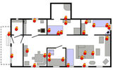 Esquema de focos de incendios en la casa