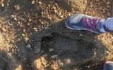The footprint was much bigger than Tracy's shoe (Image: Bigfoot Believers/Facebook)