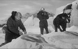 Huellas de una mantis gigante en la nieve