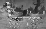 Skeletons gathered into a single organism to quickly hide in the grave after the rooster's cry