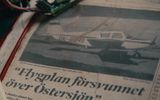 Newspaper clipping about the missing plane over the Baltic Sea