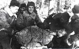 Another large fragment of meteorite iron was extracted from the crater crater by the sapper unit. Picture of 1950.