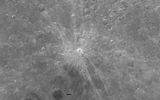 The surface of the moon, in the center-the crater Giordano Bruno