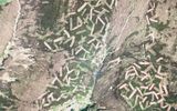 Las líneas en el paisaje del Norte de Gales de la imagen satelital de Google Maps son un adelgazamiento llamado brezo de brezo para mejorar el hábitat de los pollas negras.El brezo se corta con un tractor para crear un hábitat diverso y diferentes etapas de crecimiento del brezo.