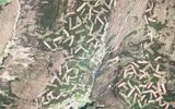 The lines on the landscape of North Wales from the Google Maps satellite image are the thinning of the so-called heath to improve the habitat of grouse.Heather is mowed by a tractor to create a diverse habitat and different stages of heather growth.